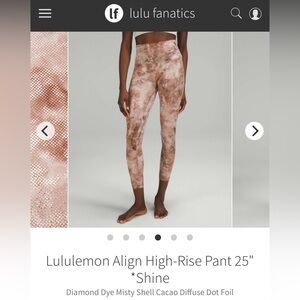 Lululemon High-Rise foil metallic Tie-Dye Leggings size 2